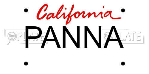 PANNA California License Plate