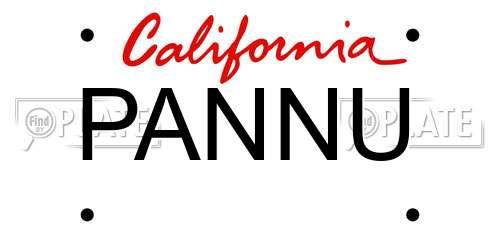 PANNU California License Plate