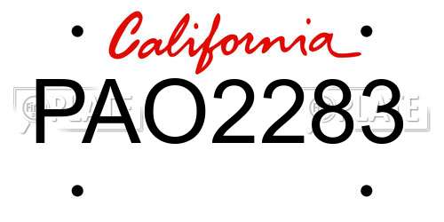 PAO2283 California License Plate