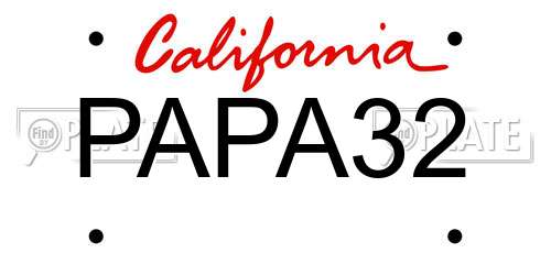 PAPA32 California License Plate