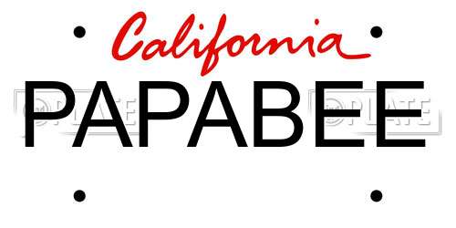 PAPABEE California License Plate