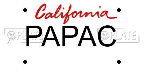 PAPAC California License Plate