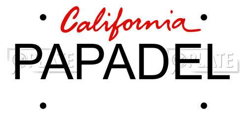 PAPADEL California License Plate