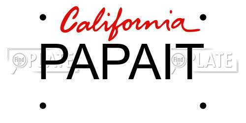 PAPAIT California License Plate