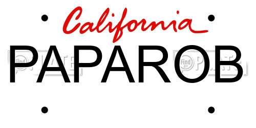 PAPAROB California License Plate