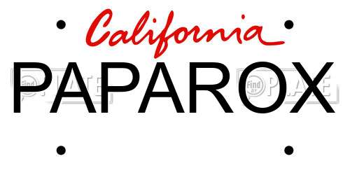 PAPAROX California License Plate