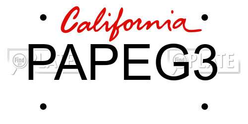 PAPEG3 California License Plate