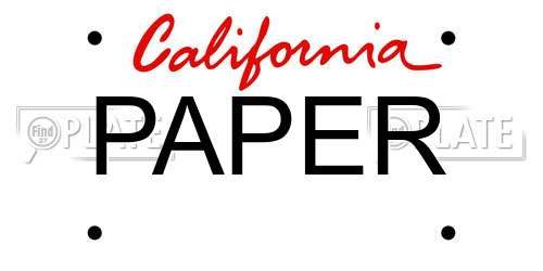 PAPER California License Plate
