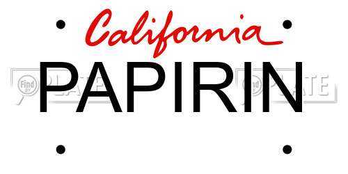 PAPIRIN California License Plate