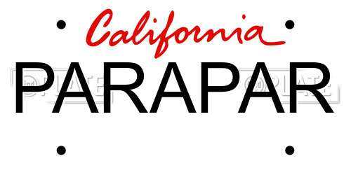 PARAPAR California License Plate