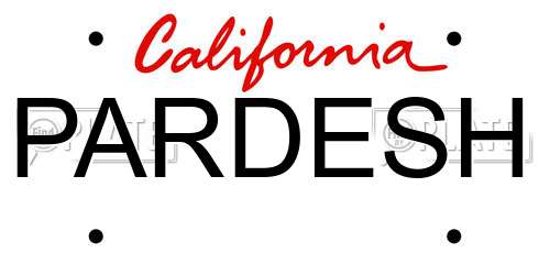 PARDESH California License Plate