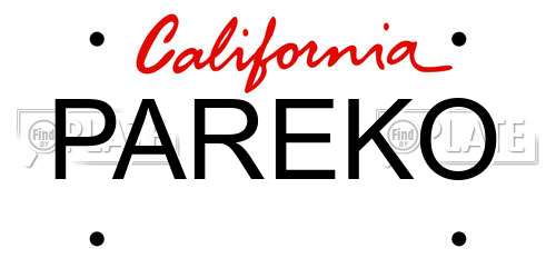 PAREKO California License Plate