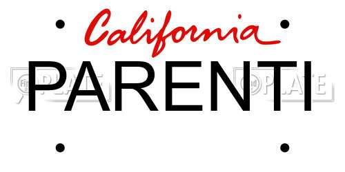 PARENTI California License Plate