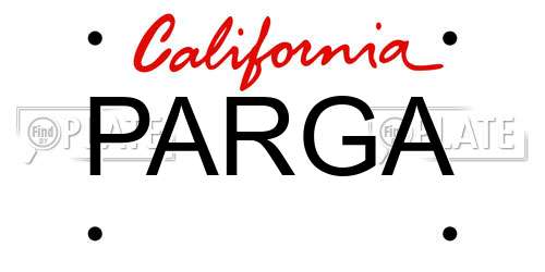 PARGA California License Plate
