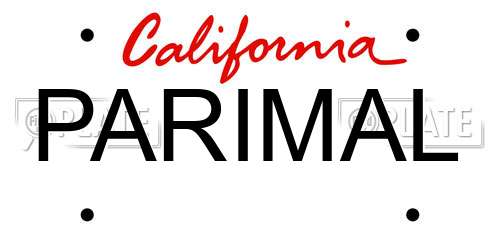 PARIMAL California License Plate