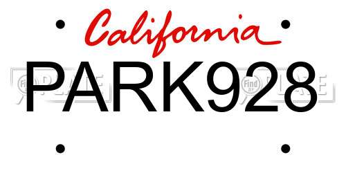 PARK928 California License Plate