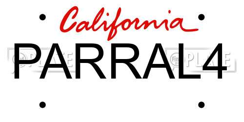 PARRAL4 California License Plate