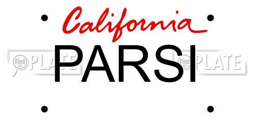 PARSI California License Plate