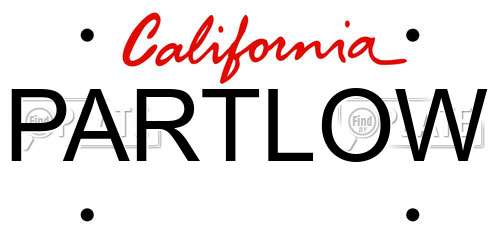 PARTLOW California License Plate