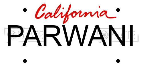 PARWANI California License Plate