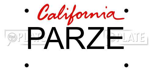 PARZE California License Plate