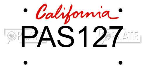 PAS127 California License Plate