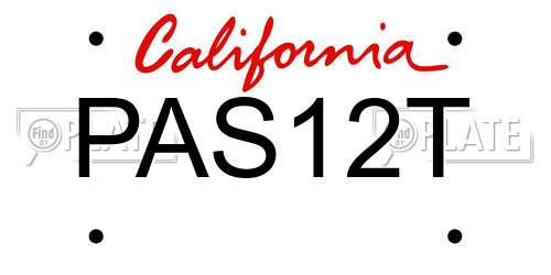 PAS12T California License Plate