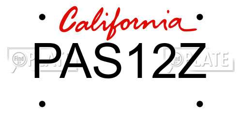 PAS12Z California License Plate