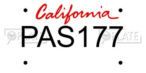 PAS177 California License Plate