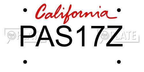 PAS17Z California License Plate