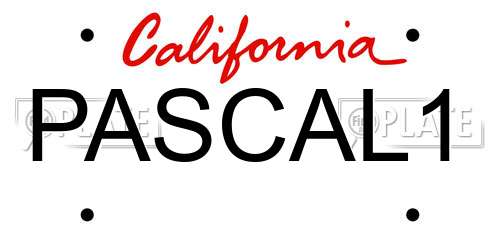 PASCAL1 California License Plate