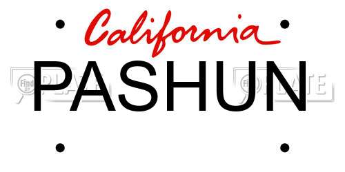 PASHUN California License Plate