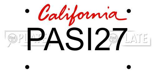 PASI27 California License Plate