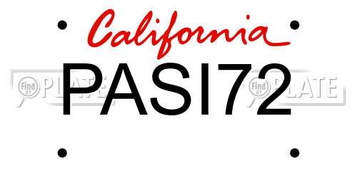PASI72 California License Plate