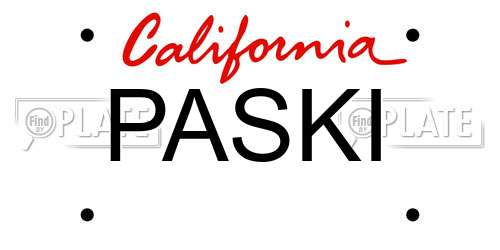 PASKI California License Plate