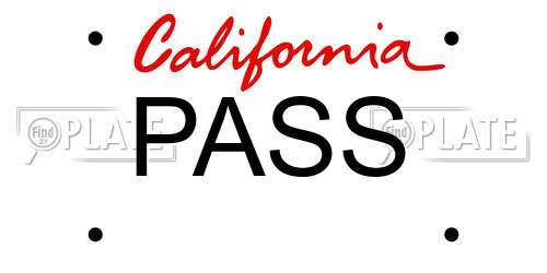 PASS California License Plate
