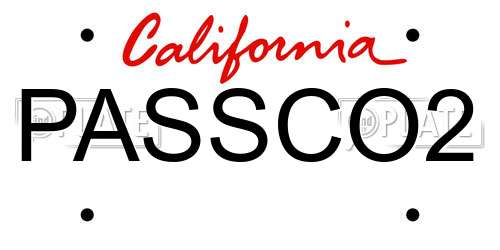 PASSCO2 California License Plate