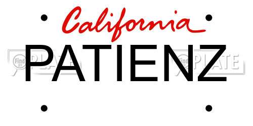 PATIENZ California License Plate