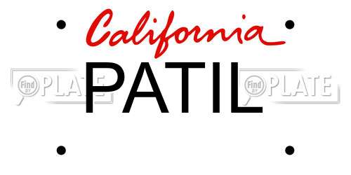 PATIL California License Plate