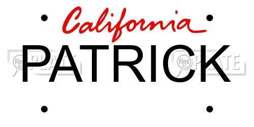 PATRICK California License Plate