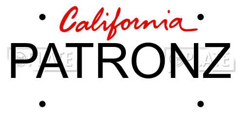 PATRONZ California License Plate