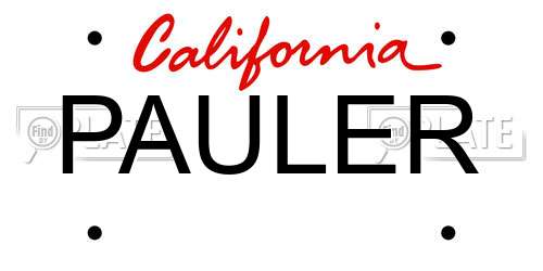 PAULER California License Plate