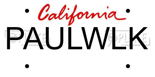 PAULWLK California License Plate