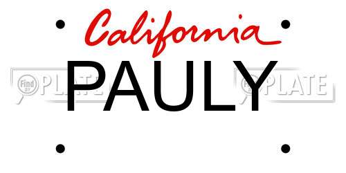 PAULY California License Plate