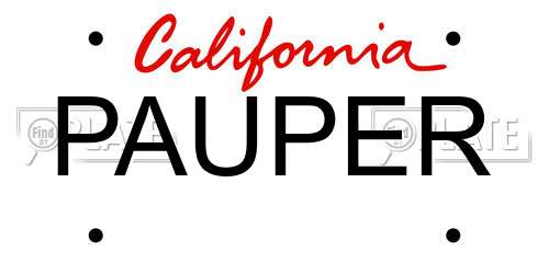 PAUPER California License Plate