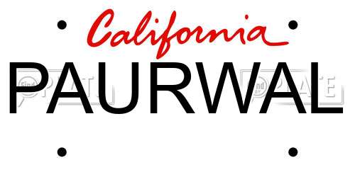 PAURWAL California License Plate