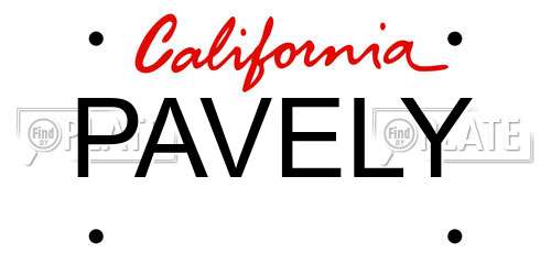 PAVELY California License Plate