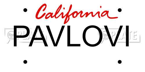PAVLOVI California License Plate