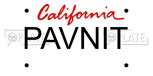 PAVNIT California License Plate
