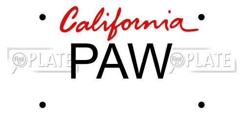 PAW California License Plate